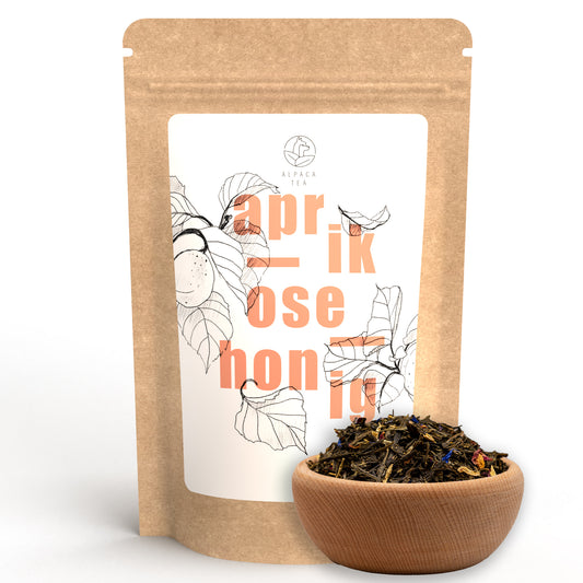 Alpaca Tea | Grüner Tee Aprikose Honig | Elfentau | lose Grünteemischung | wiederverschließbar