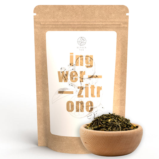 Alpaca Tea | Grüner Tee Ingwer Zitrone | lose Grünteemischung | wiederverschließbar